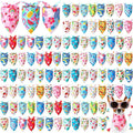 Preboun 100 Pieces Summer Bandanas for Dogs Bulk Hawaiian Dog Bandanas Fruit Kerchief Set for Summer Puppy Small Medium Large Pets Costume Accessories