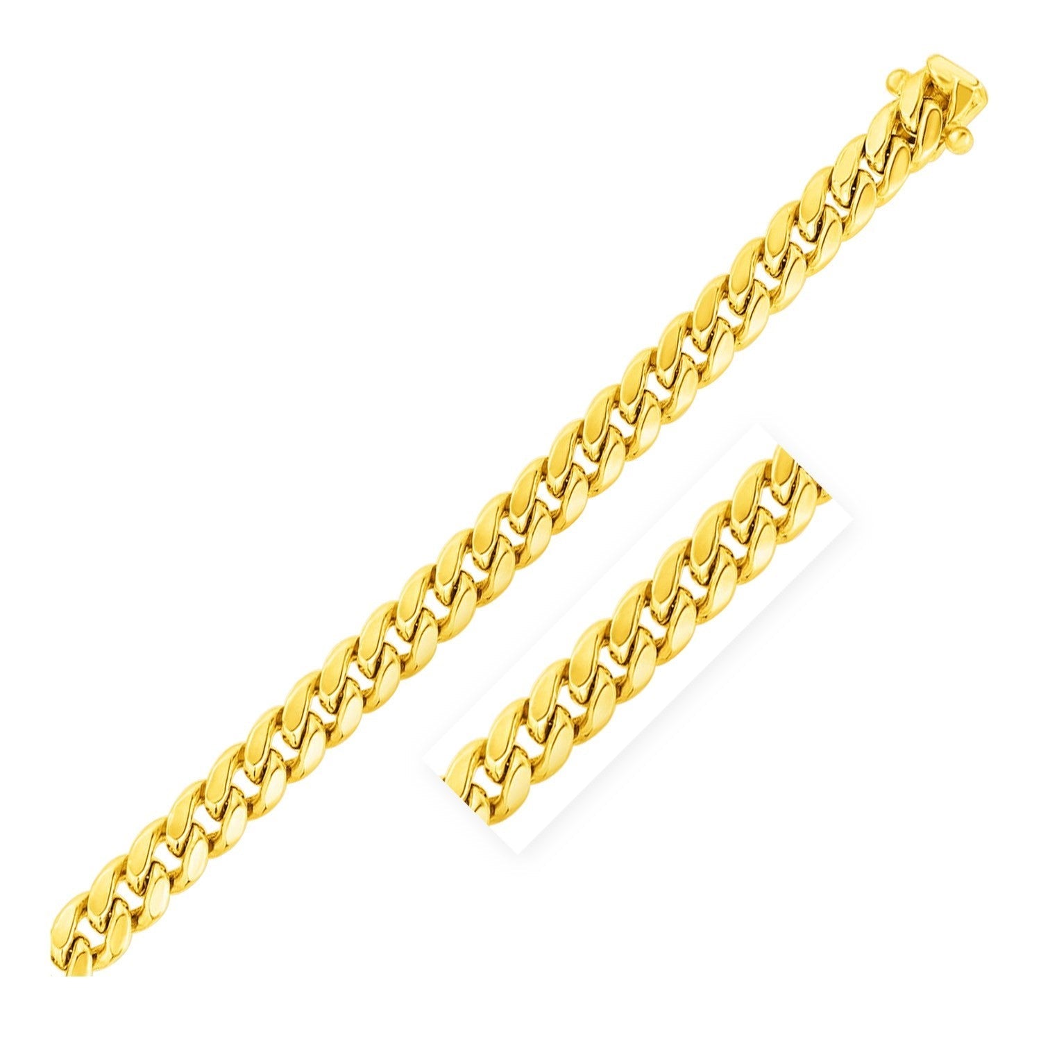 9.1mm 10k Yellow Gold Semi Solid Miami Cuban Bracelet - PhishStones Products