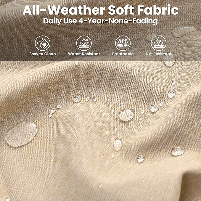 ovios 6 Pieces Patio Furniture Set with 30" Fire Pit Table, Outdoor Wicker Sofa with Ottomans, Comfy Cushions, High Back Couch Conversation Set, Brown Rattan, Beige