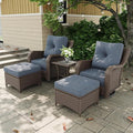 5 Pieces Outdoor Patio Furniture Sets with Rocking Swivel Chairs with 6-inch Thick Cushion and Side Table for Deck Lawn