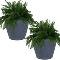 Sunnydaze 24-Inch Anjelica Large Plastic Pot for Plants - Outdoor Polyresin Round Planter with Drillable Drainage Holes - Slate - 2pk