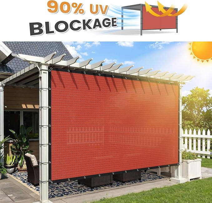 VICLLAX Shade Fabric Sun Shade Cloth with Every 2 FT Grommets for Patio Garden Pergola Cover Canopy 8x14 FT, Rust Red