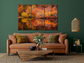 Nature Wall Art Prints - Ocean Forest Mountain Lake Canvas Landscapes - Small to Extra Large Living Room Bedroom Kitchen Bathroom Décor (Autumn Forest with Lake, 35L" x 53W" - 3 Panels)