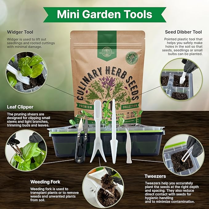 21 Culinary Herb Seeds Variety Pack - Heirloom, Non-GMO, Herb Seeds for Planting Outdoor and Indoor - Home Gardening. Over 11,400+ Seeds Including Rosemary, Thyme, Oregano, Mint, Basil, Parsley & More