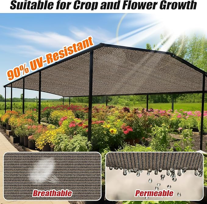 Outdoor 90% Sun Shade Cloth with Grommets, 10 X 21 FT Pergola Shade Cover for Garden Patio Carport Kennel Swimming Pool, Mocha (We Make Custom Size)
