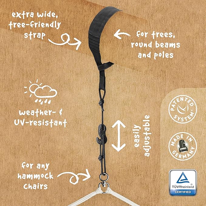 LA SIESTA® XL King Domingo Hammock Chair Swing & Tree Mount Kit - Suspension Kit for Trees Beams Posts - Weatherproof, Outdoor Indoor Hammock Swing - Hanging Chair for Bedroom Patio - Sea Salt