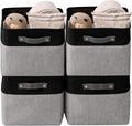 DECOMOMO Storage Baskets for Shelves - Fabric Closet Organizers and Storage Bins, Perfect Baskets for Organizing Closet Toys Nursery (Grey and Black, Large - 4 Pack)