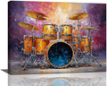 Music Wall Art Graffiti Musical Instruments Canvas Wall Decor Drum Pictures Painting Print Artwork Framed Decorations Gifts for Drummers Music Lover Studio Bar Musician Home Bedroom Living Room 12"x16"