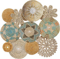 Xuhal 11 Pcs Boho Hanging Wall Basket Decor Handmade Woven Basket Wall Decorative Boho Wicker Baskets Placemats Round Farmhouse Bulrush Art for Rustic Home Decorations Christmas Gift(Bright)