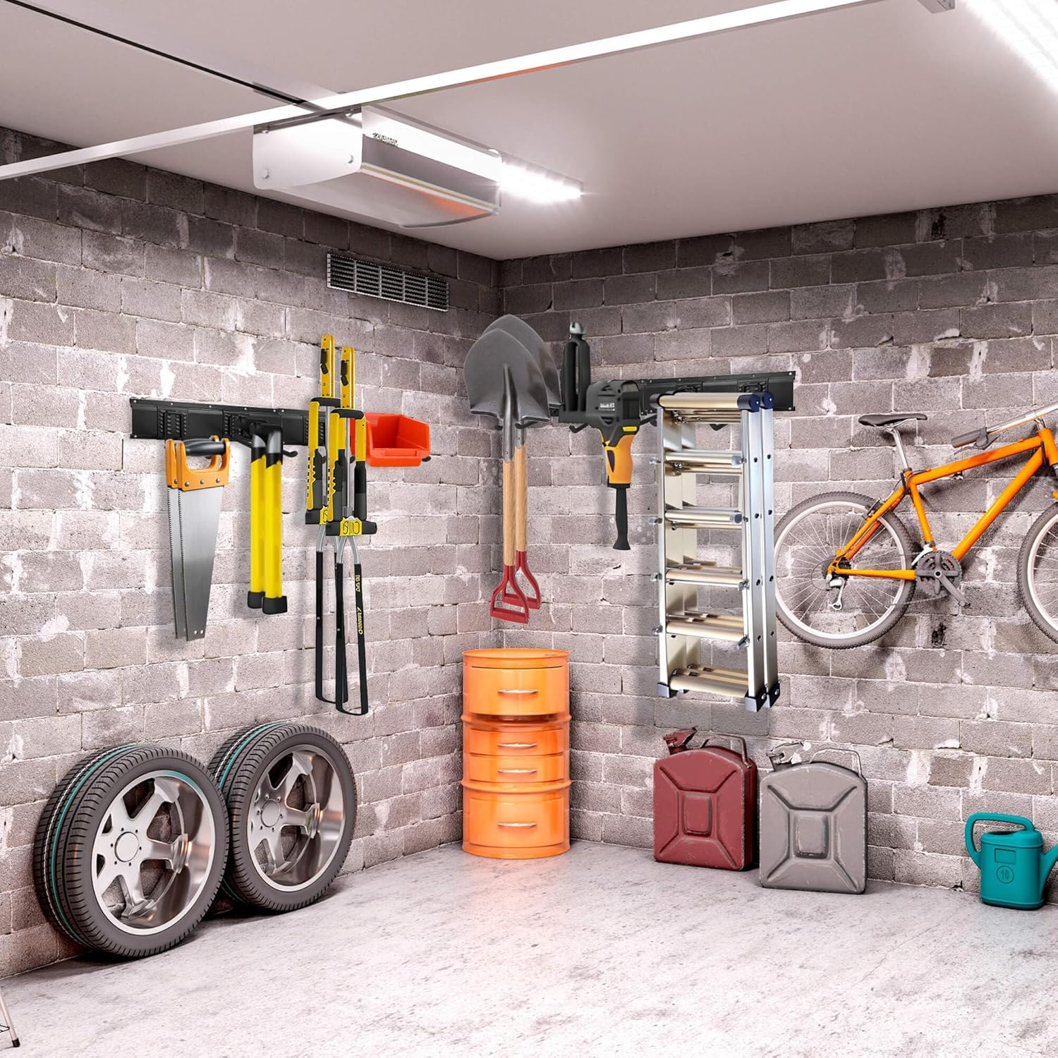 Garage Tool Organizer and Hanging Storage Rack, Heavy Duty Hooks for Organizing Various Tools in Shed, Garden, Yard