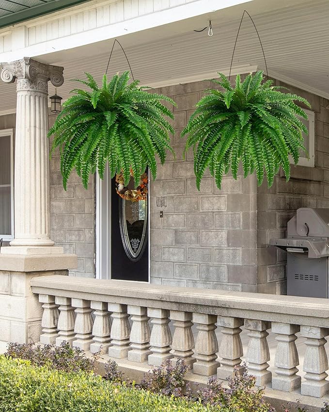 GYERB Large Fake Boston Ferns, 88 Branches Artificial Ferns, Faux Fern Plants for Home, Office, Garden Indoor Outdoor Decoration(48 inch,1pack)