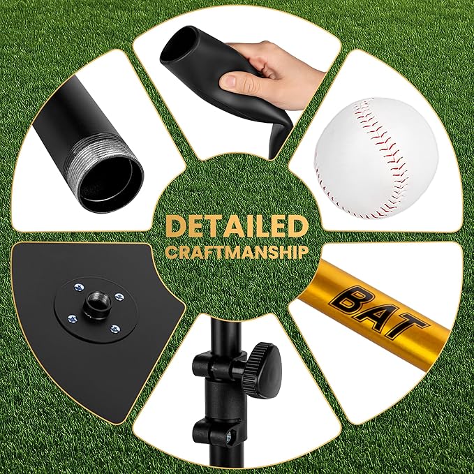 Baseball Batting Tee Set with Light Weight Aluminum Bat and Baseball - Hitting Tee - Baseball Tee - Batting Tees for Baseball - Hitting Tee for Baseball - Baseball Hitting Tee - Baseball Tee Set