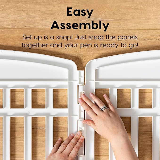 IRIS USA 24" 4-Panel Dog Playpen with Door, 35 x 35 x 24, Puppy Playpen, Dog Play Pen Indoors, Pet Fence, Puppies/Small Dogs, White