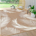 Pauwer Waterproof Outdoor Rug 5x8, Reversible Plastic Straw Patio Camping Rug, Indoor Outdoor RV Mat Carpet for Deck, Camper, Porch, Balcony, Backyard, Picnic, Leaf Brown