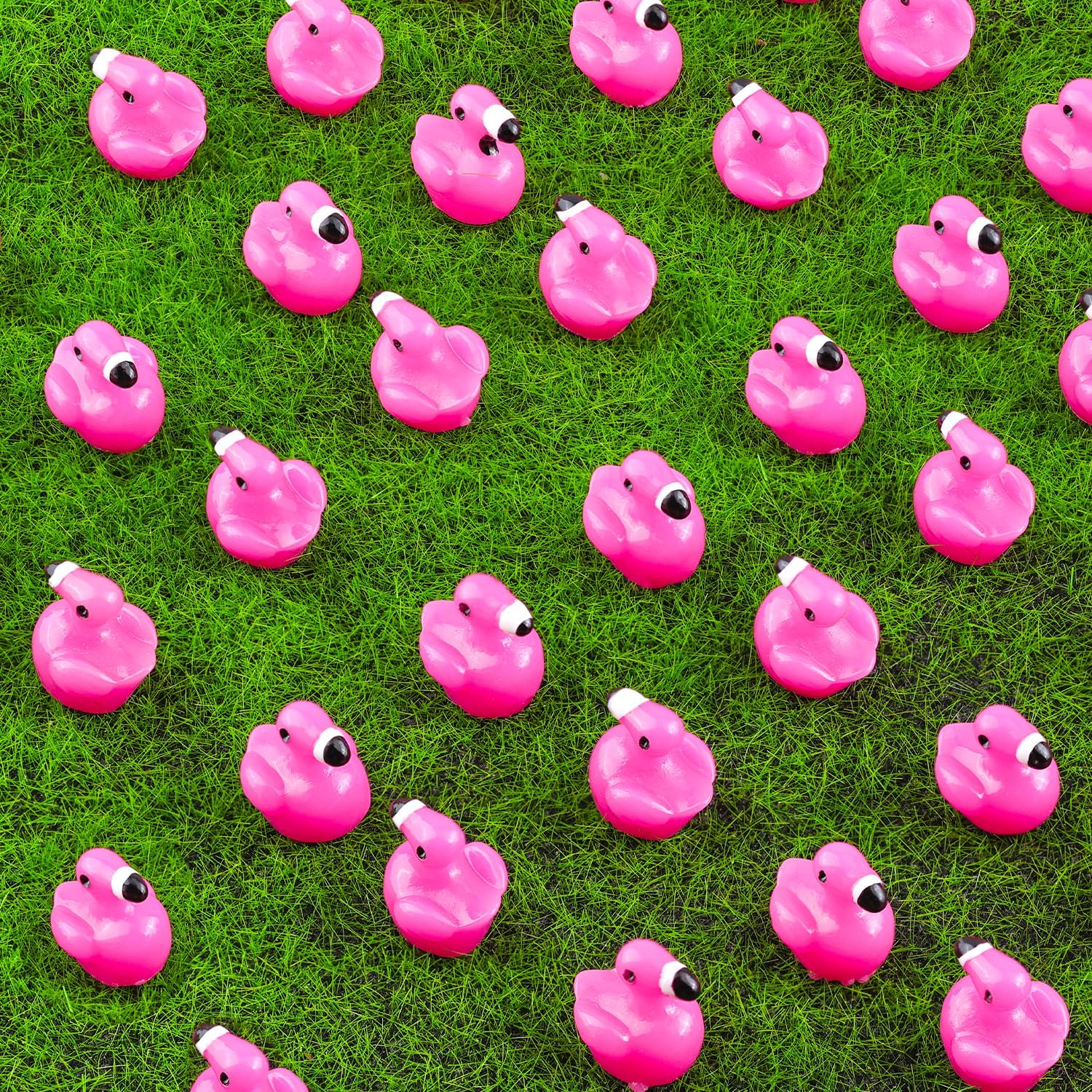 110PCS Mini Resin Animals Cute Rose Pink Tiny Flamingo Ducks, Miniature Figures to Hide, Small Animal Toys Accessories Bulk for Topper Garden Dollhouse Landscape Aquarium Ornaments DIY Crafts & Decor