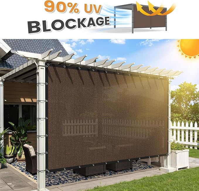 VICLLAX Shade Fabric Sun Shade Cloth with Every 2 FT Grommets for Patio Garden Pergola Cover Canopy 8x23 FT, Mocha