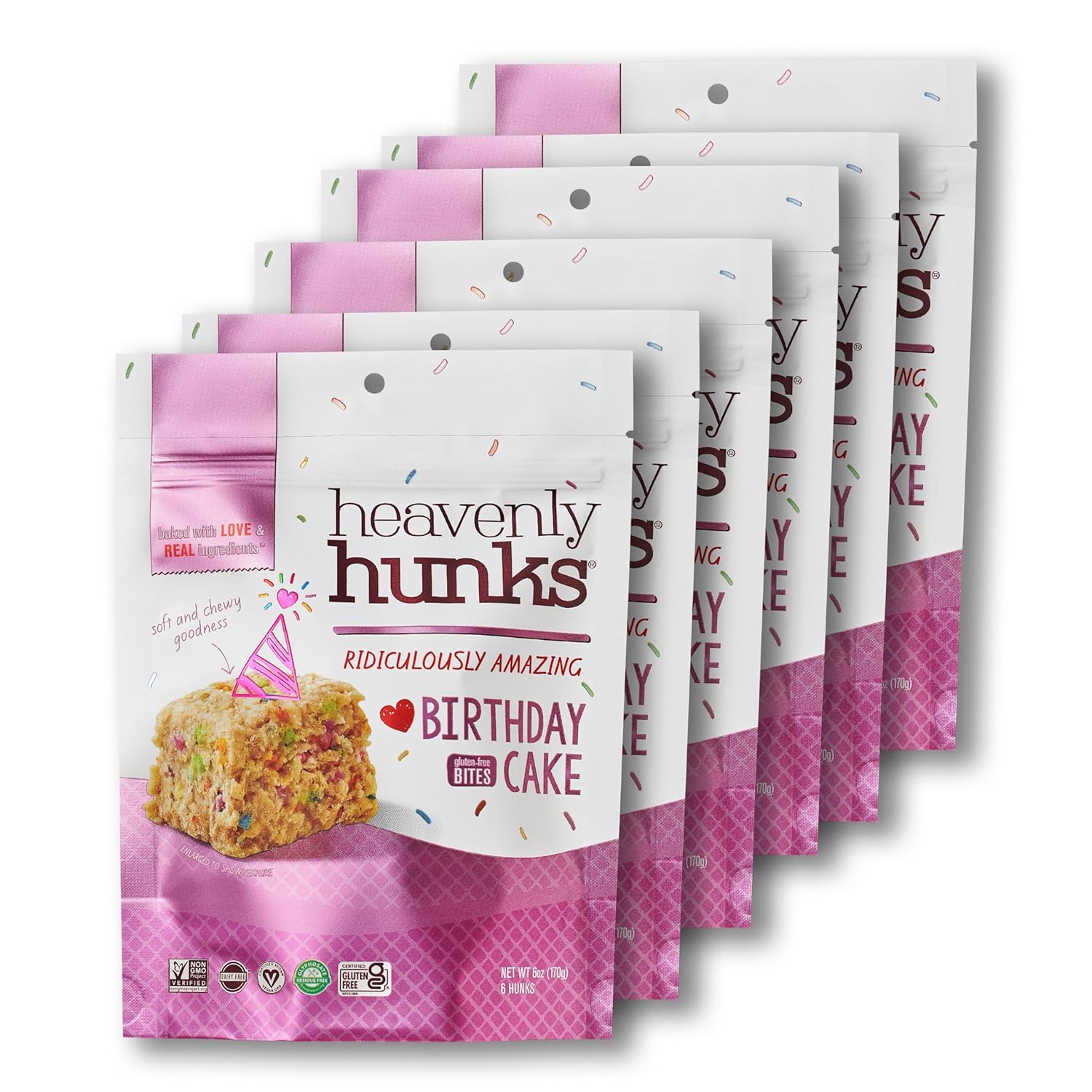 Heavenly Hunks - Gluten Free Birthday Cake Cookies  - 6 Oz, Case of 6