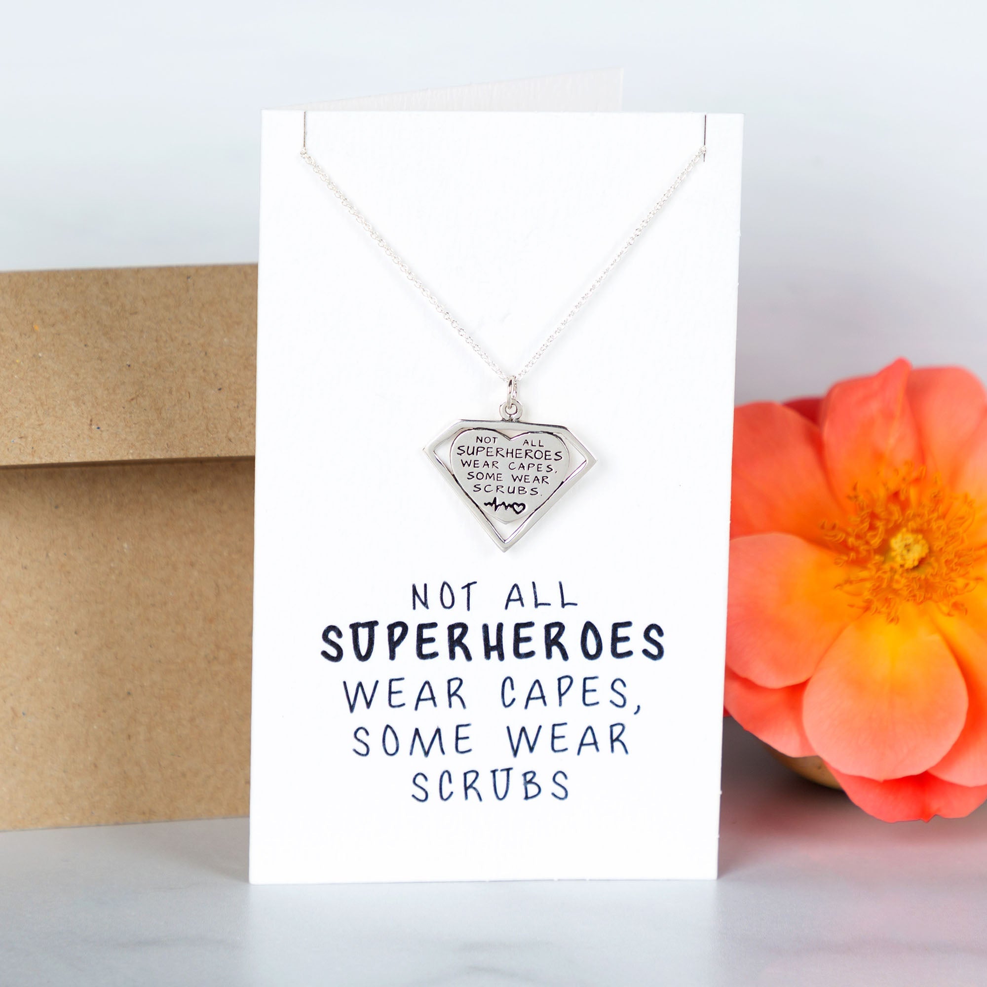Healthcare Superhero Sterling Silver Necklace by GreaterGood