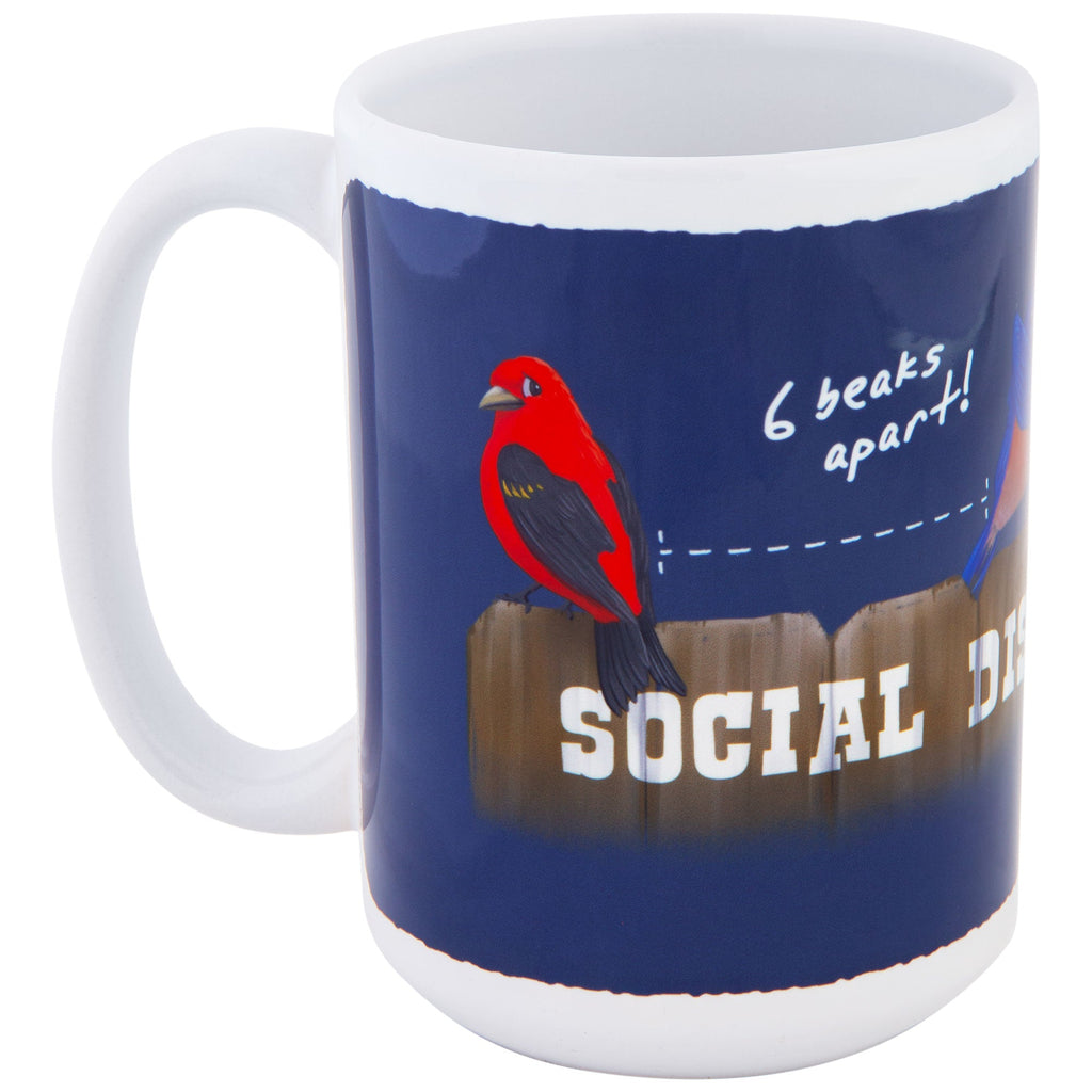 GreaterGood Social Distancing Bird Ceramic Mug, 15 oz Capacity