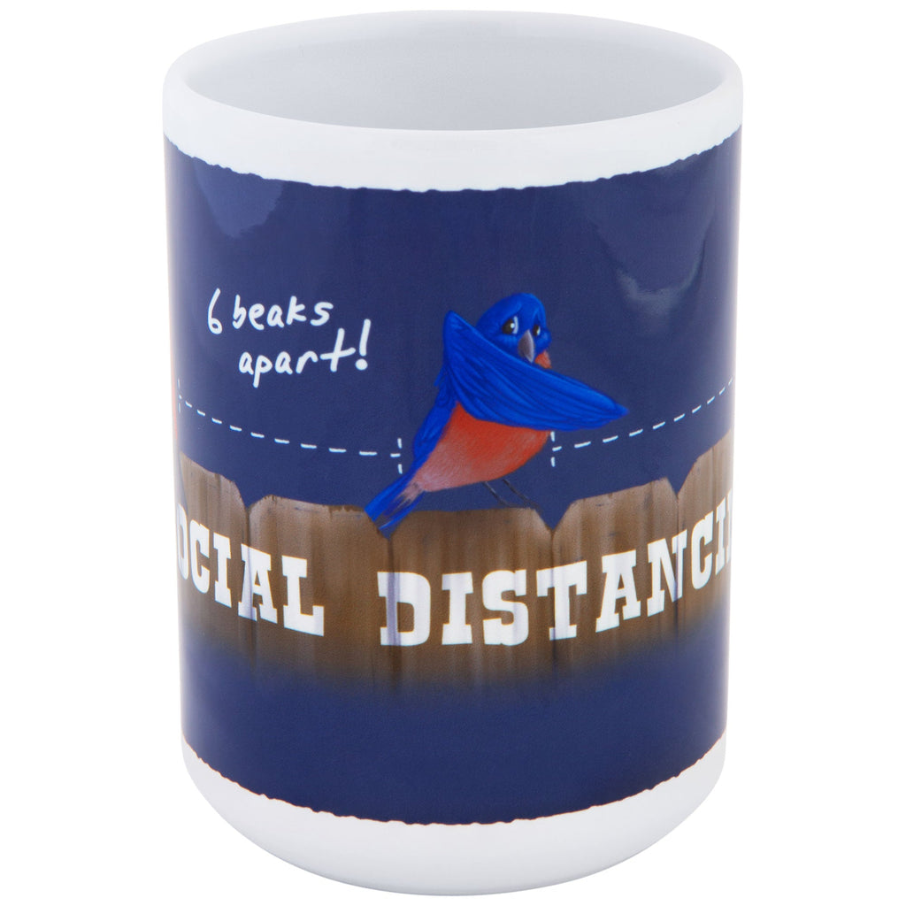 GreaterGood Social Distancing Bird Ceramic Mug, 15 oz Capacity