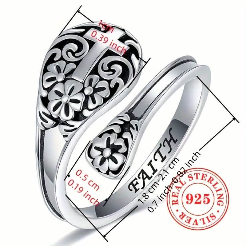 925 Sterling Silver Bohemian Faith Ring – Adjustable Vintage Cross - PhishStones Products