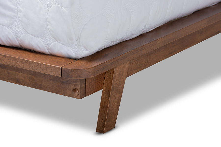 Baxton Studio Sante Mid-Century Modern Grey Fabric Upholstered Wood King Size Platform Bed