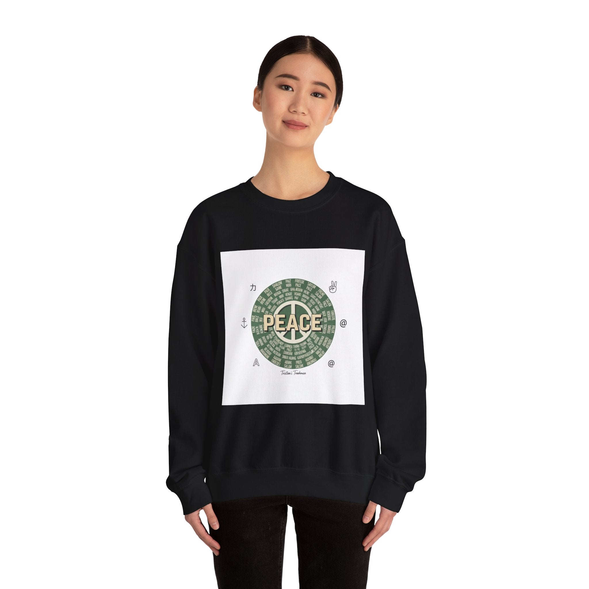 Handwritten Peace Doodle Sweatshirt | sketch aesthetic, hand drawn message