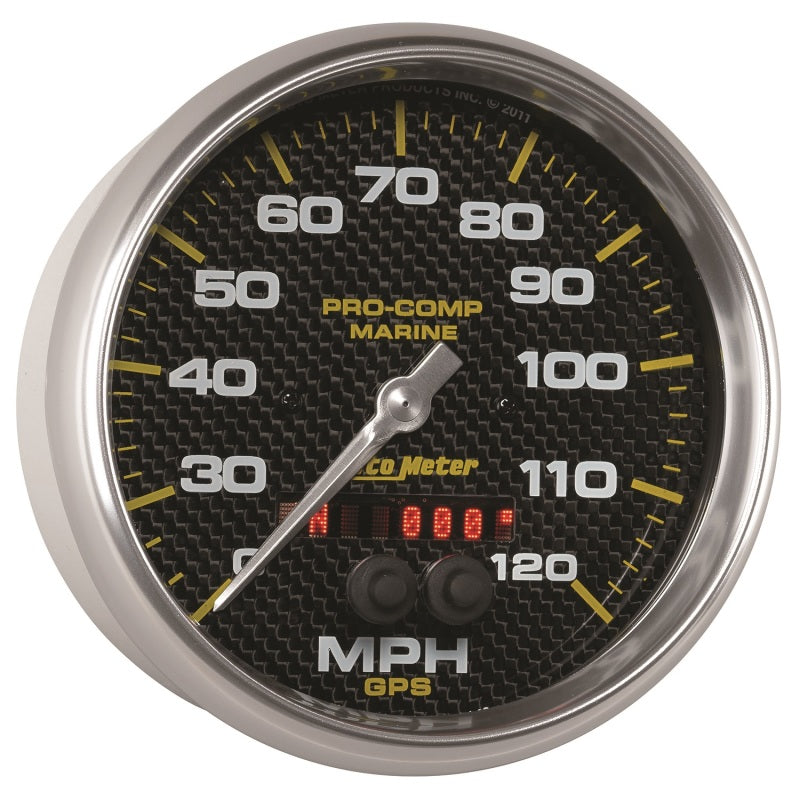 AutoMeter Marine Carbon Fiber 5in 120mph GPS Speedometer 200646-40