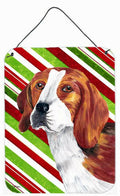 Beagle Candy Cane Holiday Christmas Wall or Door Hanging Prints Aluminum Metal Sign Kitchen Wall Bar Bathroom Plaque Home Decor Front Door Plaque, 12x16, Multicolor