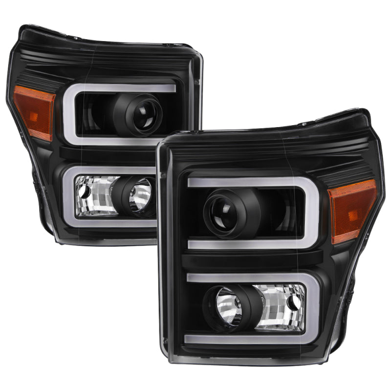 SPYDER Xtune Ford Super Duty 11-16 Projector Headlights Light Bar Drl Black PRO-JH-FS11-LBBRL-BK 9034923