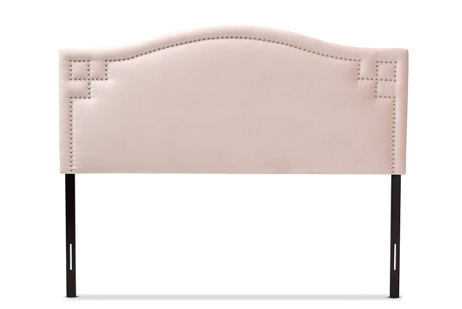 Baxton Studio Aubrey Modern and Contemporary Light Pink Velvet Fabric Upholstered Full Size Headboard