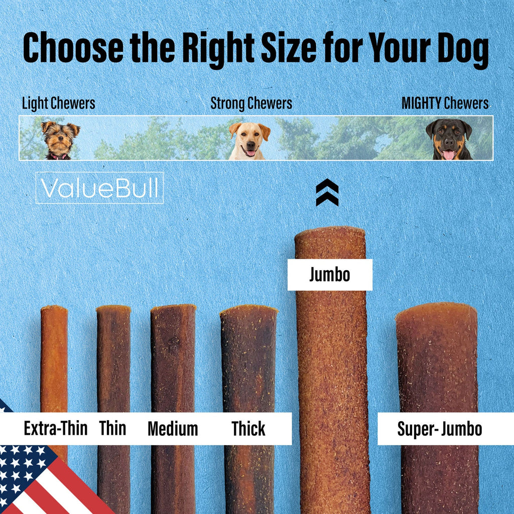 ValueBull USA Collagen Sticks for Dogs, 6 Inch Jumbo Chews, Natural Long-Lasting Dog Treats, 50 Count