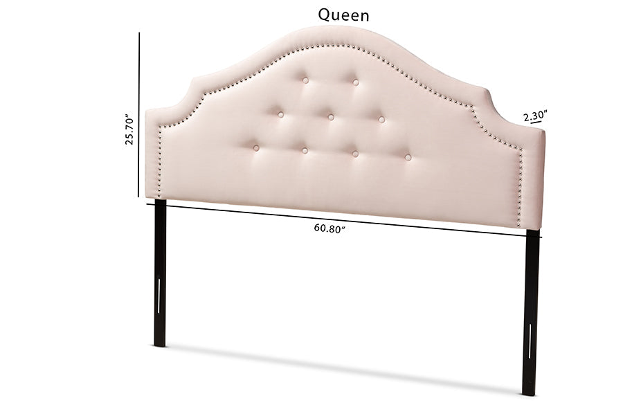 Baxton Studio Cora Modern and Contemporary Light Pink Velvet Fabric Upholstered Queen Size Headboard