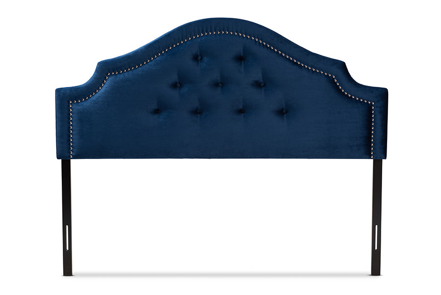 Baxton Studio Cora Modern and Contemporary Royal Blue Velvet Fabric Upholstered Queen Size Headboard