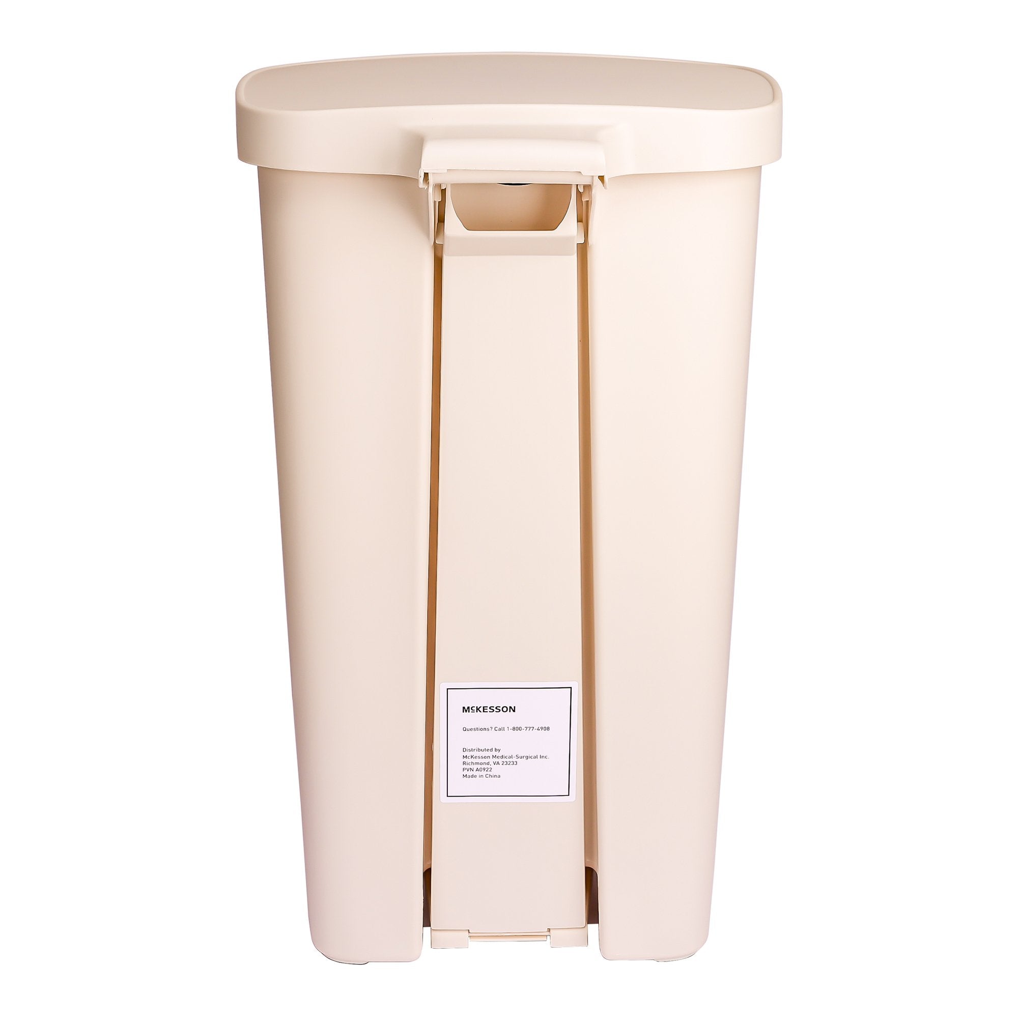 McKesson Waste Can with Step-On Pedal, Plastic, Beige, 15.16 x 14.76 x 26.57 Inch 16-25268