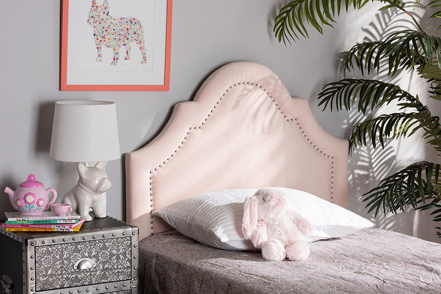 Baxton Studio Rita Modern and Contemporary Light Pink Velvet Fabric Upholstered Twin Size Headboard