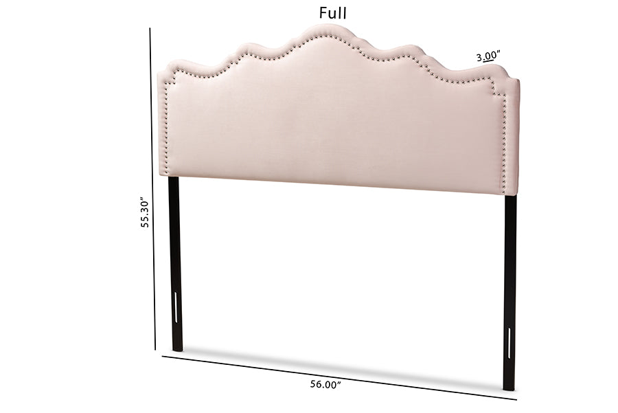 Baxton Studio Nadeen Modern and Contemporary Light Pink Velvet Fabric Upholstered Full Size Headboard