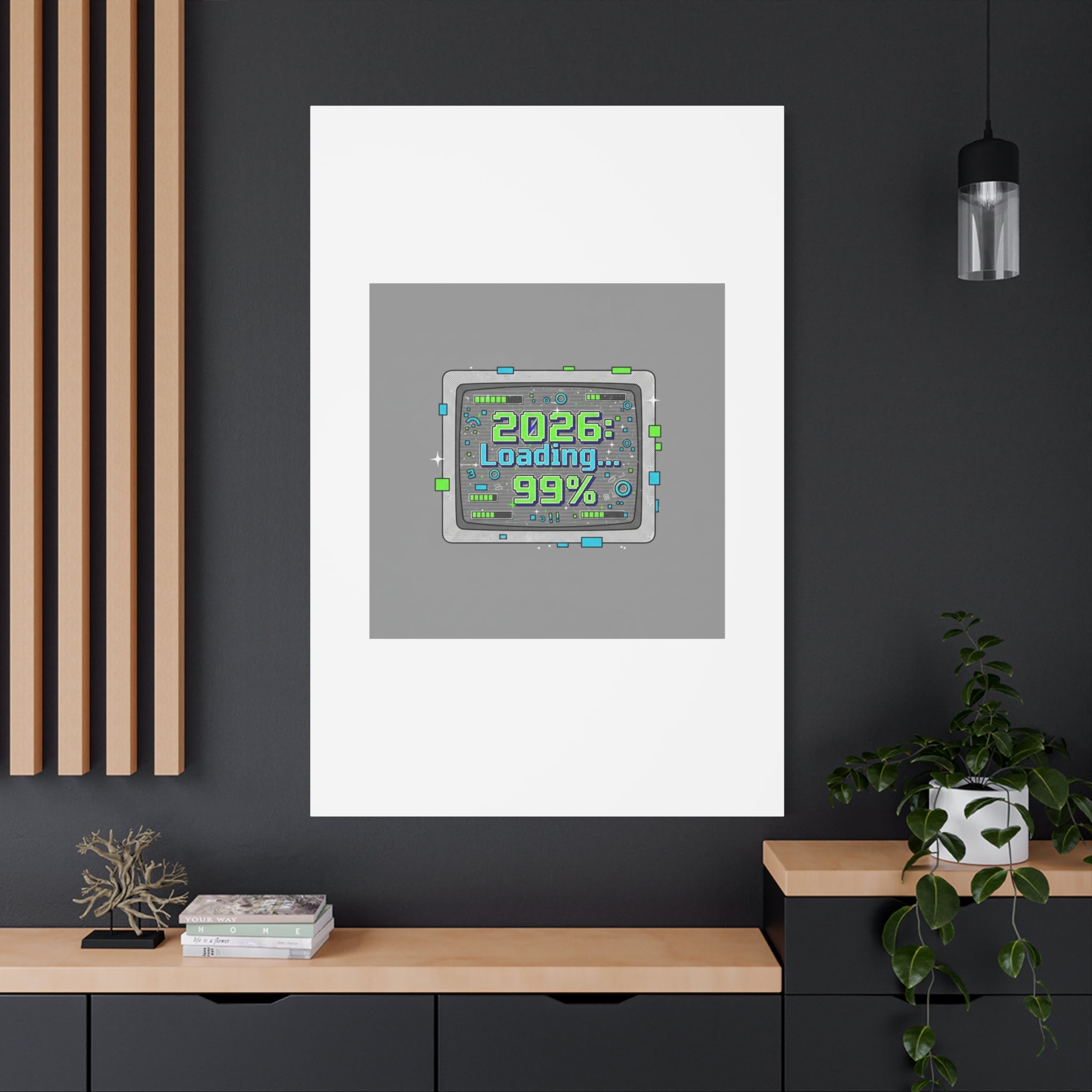 2026 Loading 99% Canvas | NYE countdown, retro system interface