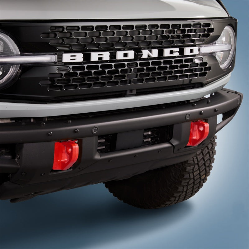 Ford Racing 2021+ Bronco Front Bumper Tow Hooks - Red (Pair) M-18954-BR