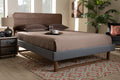 Baxton Studio Ayla Mid-Century Modern Dark Grey Fabric Upholstered Walnut Brown Finished Wood Full Size Platform Bed