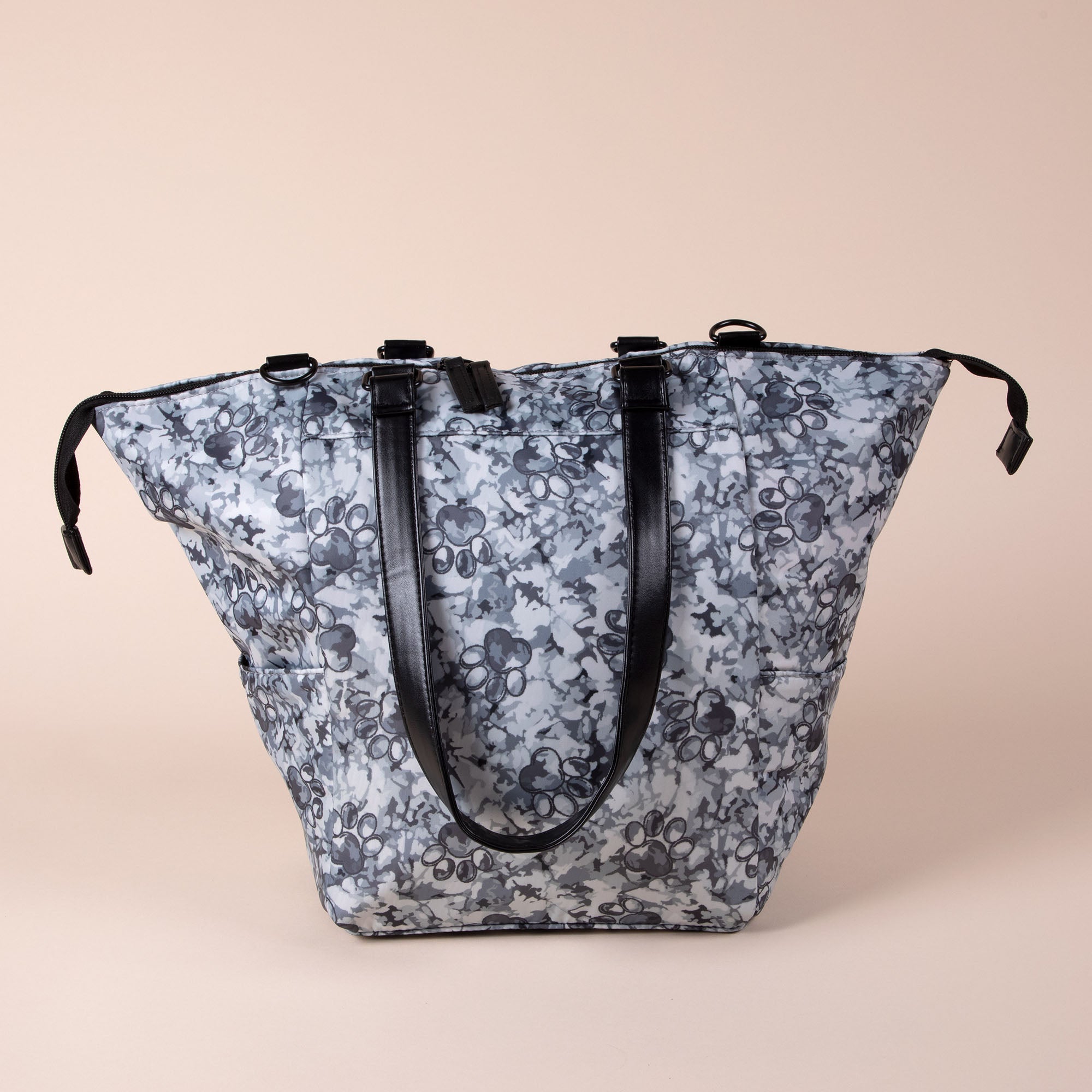 GreaterGood Paw Print Shoulder Tote Bag with Faux Leather Handles