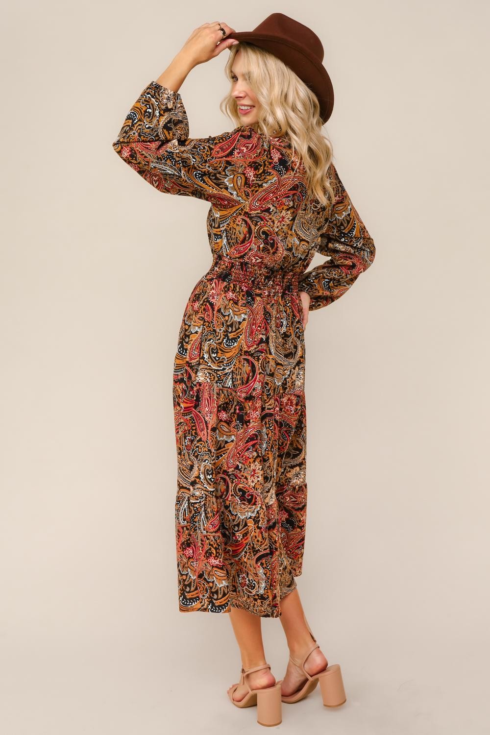 PLUS SMOCKED WAIST MAXI BOHEMIAN WOVEN DRESS