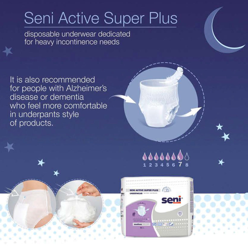 Seni® Active Super Plus Overnight Heavy Absorbent Underwear, Extra Large S-XL16-AP1