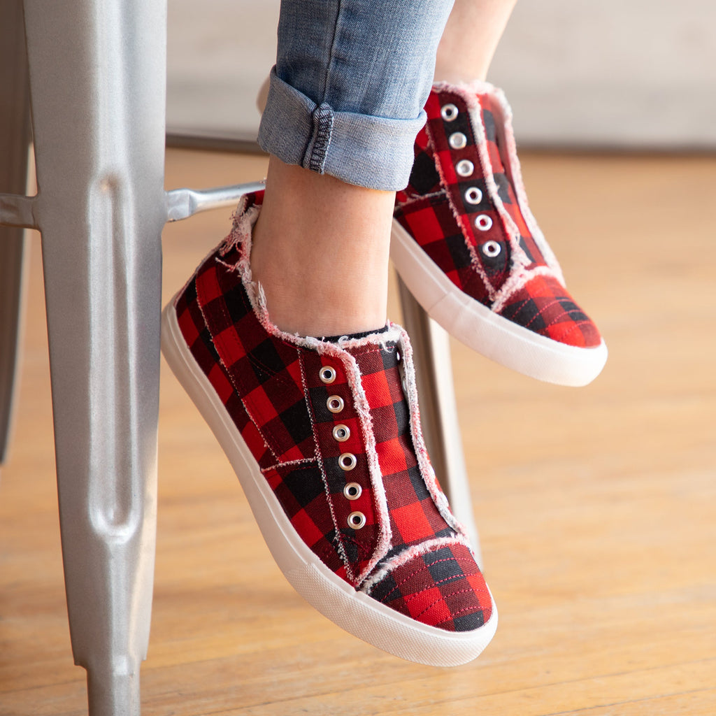 Girlie Girl Canvas Slip-On Sneakers by GreaterGood - Distressed Detail