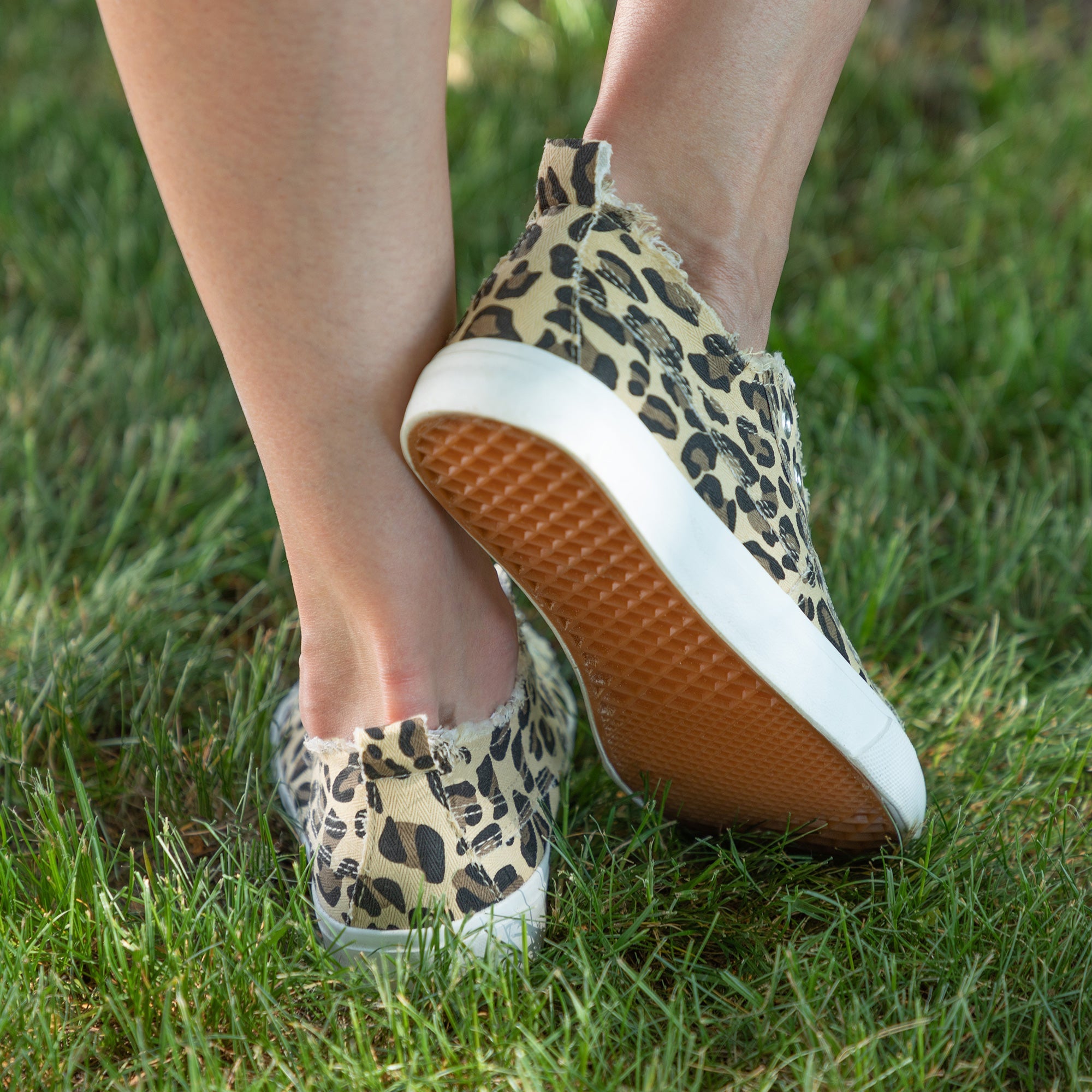 Girlie Girl Canvas Slip-On Sneakers by GreaterGood - Distressed Detail