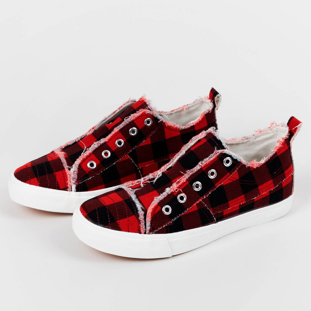 Girlie Girl Canvas Slip-On Sneakers by GreaterGood - Distressed Detail