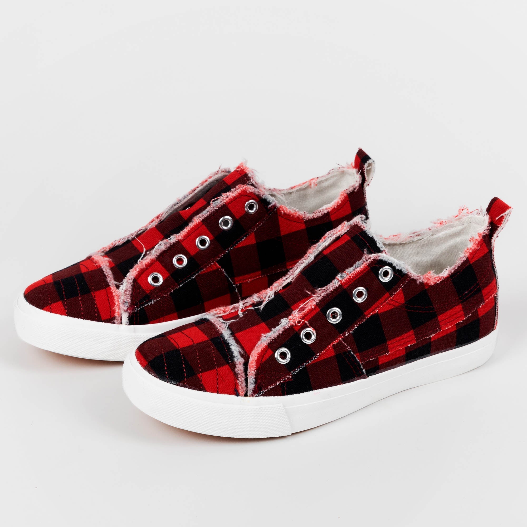 Girlie Girl Canvas Slip-On Sneakers by GreaterGood - Distressed Detail
