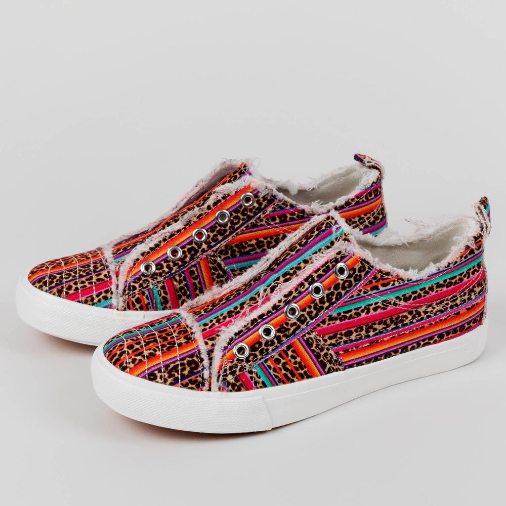 Girlie Girl Canvas Slip-On Sneakers by GreaterGood - Distressed Detail
