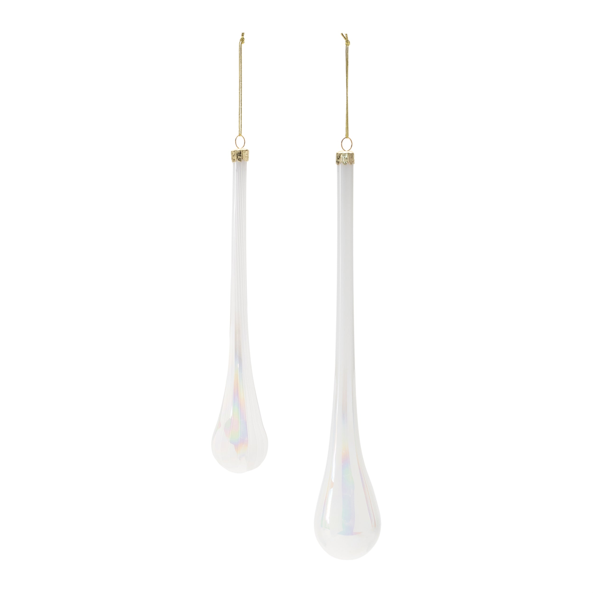 Iridescent Glass Drop Ornament (Set of 6)