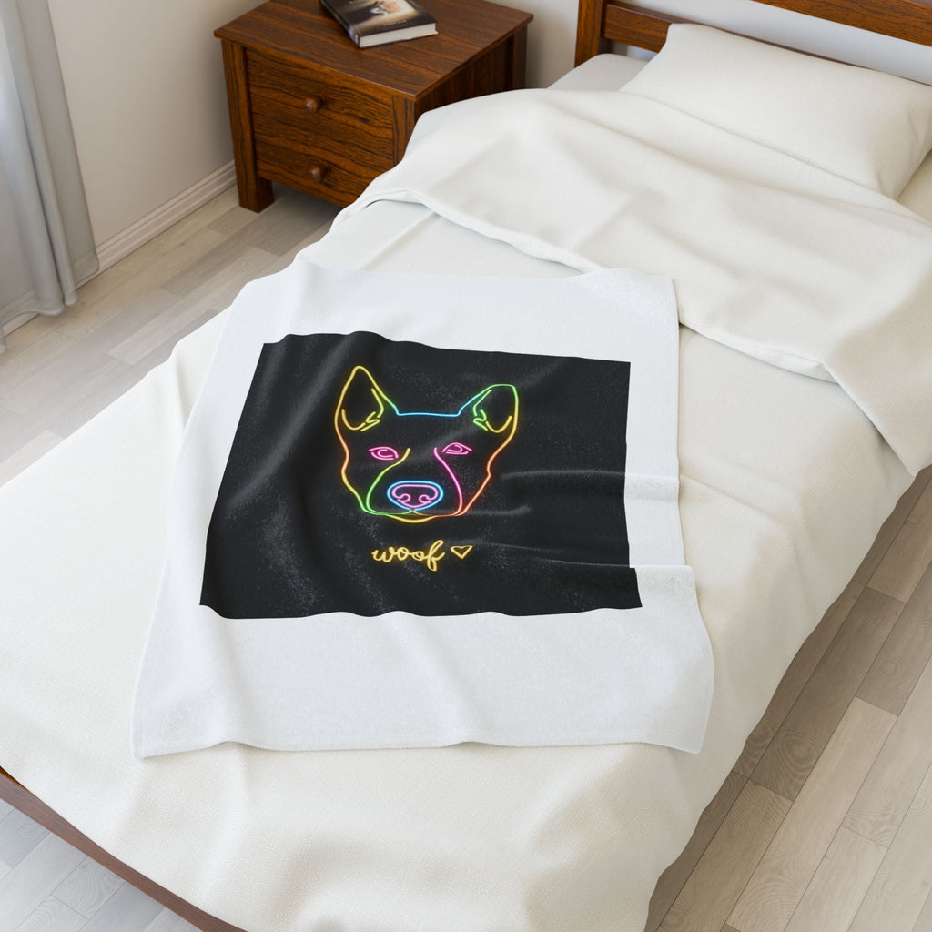 Neon Dog 'woof' Plush Blanket | Office Humor, Meeting Meme